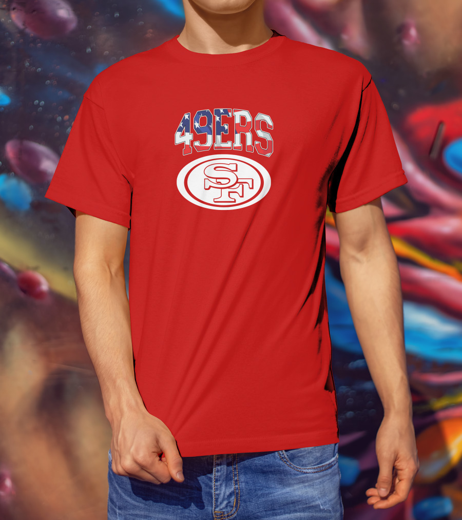 San Francisco 49ers 49ers American Flag SF Oval T-Shirt