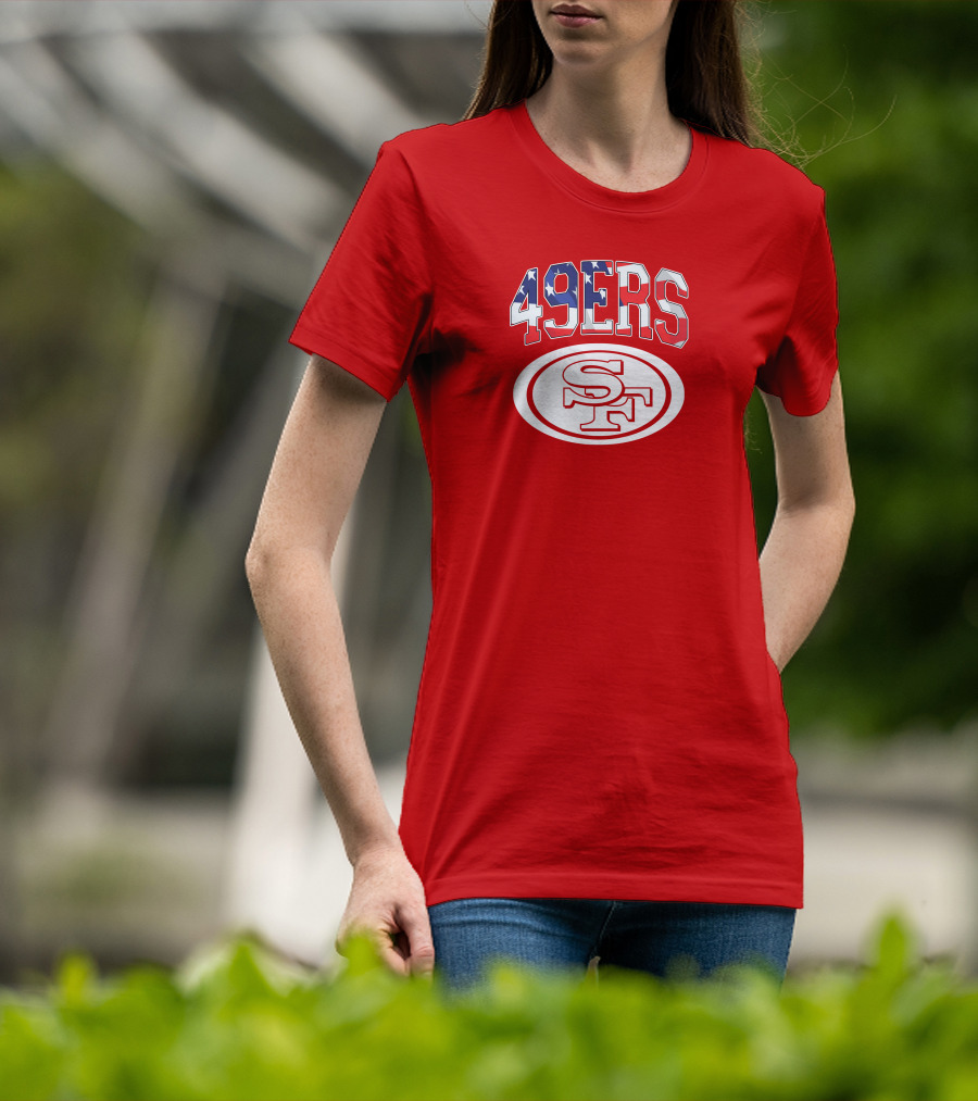 San Francisco 49ers 49ers American Flag SF Oval T-Shirt