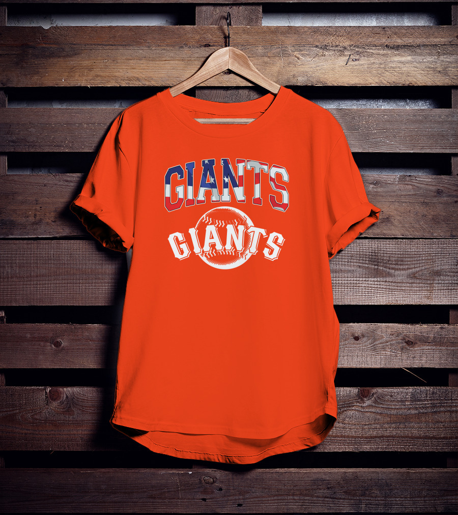 San Francisco Giants American Flag Baseball Letters USA T-Shirt