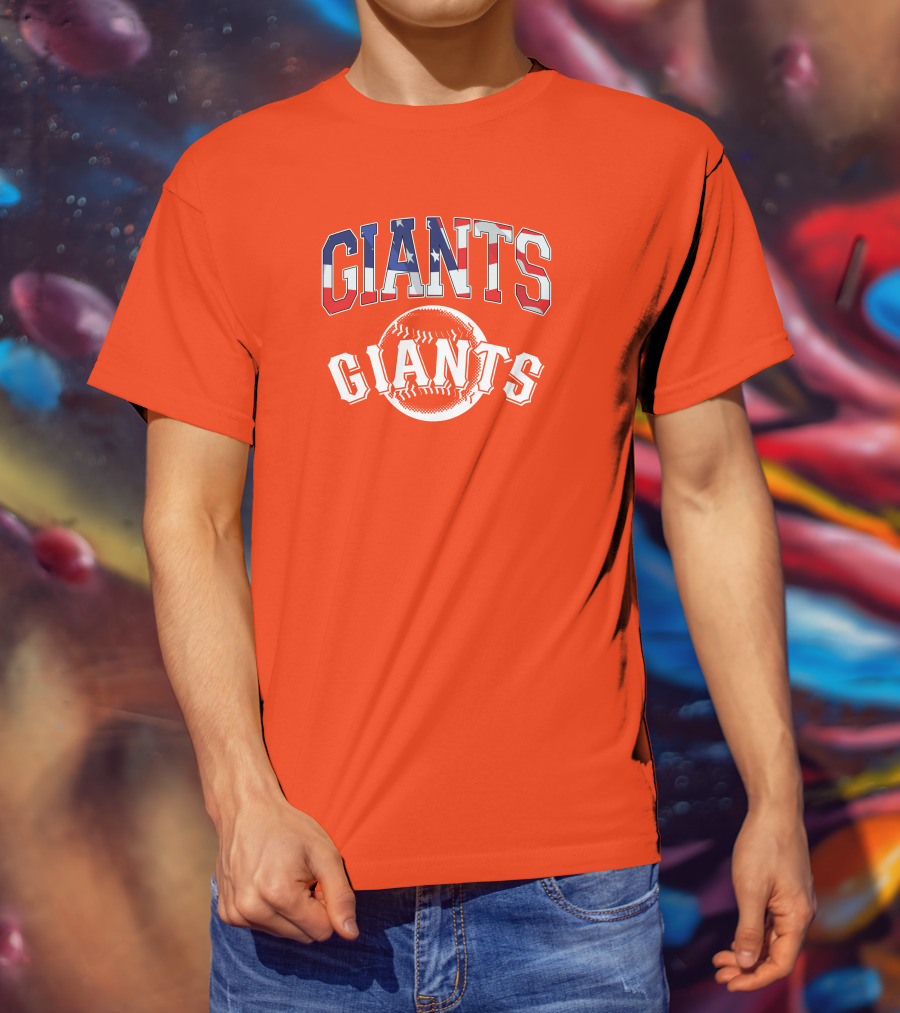 San Francisco Giants American Flag Baseball Letters USA T-Shirt