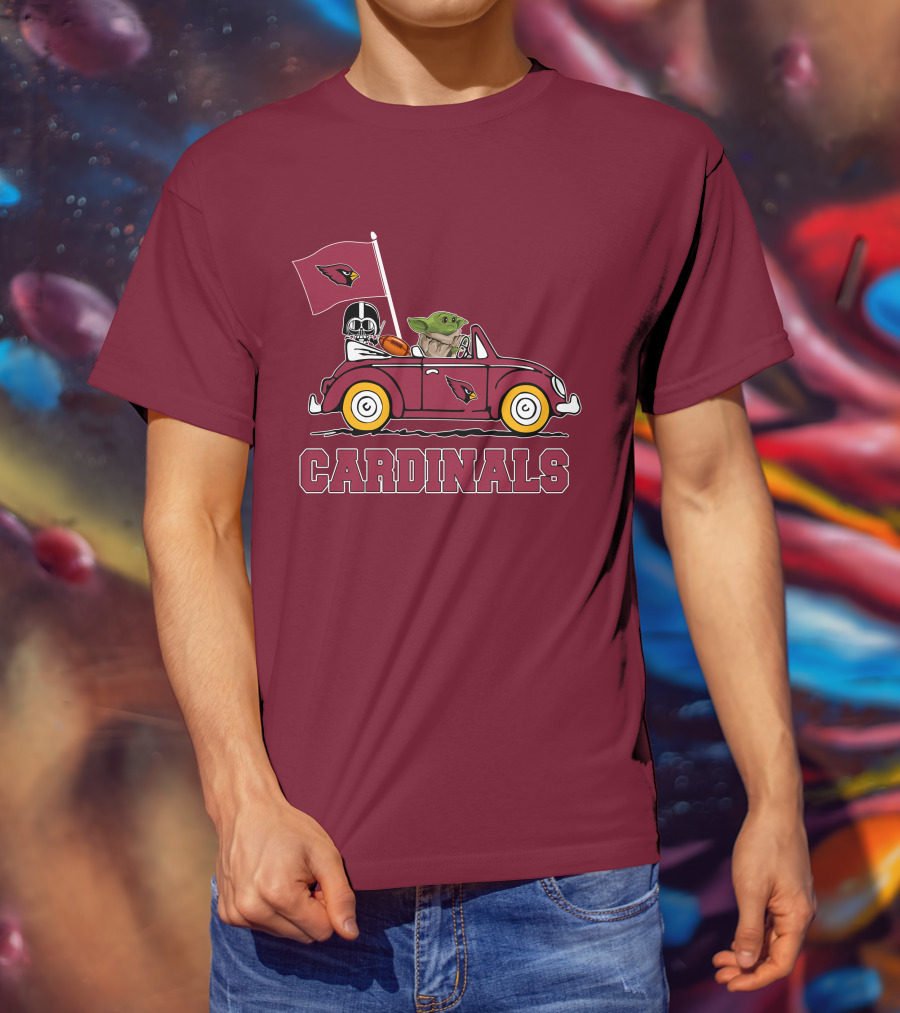 Arizona Cardinals Darth Vader Baby Yoda Car Star Wars T-Shirt