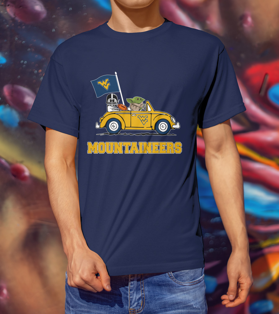 Mountaineers WVM Driving Featuring Baby Yoda And Football Helmet T-Shirt