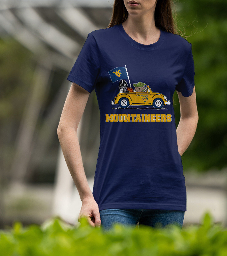 Mountaineers WVM Driving Featuring Baby Yoda And Football Helmet T-Shirt
