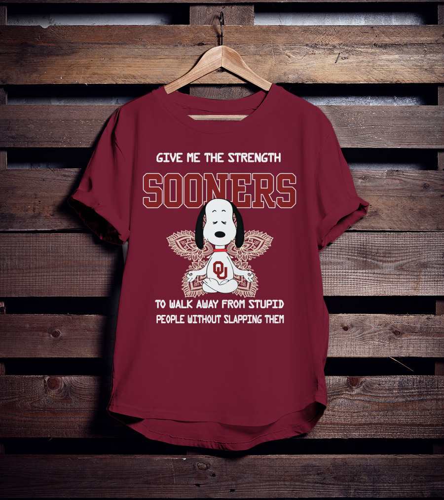 Give Me The Strength Sooners Snoopy OU Walk Away From Stupid People T-Shirt