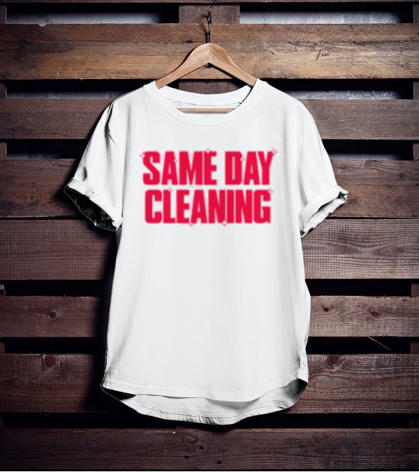Sammy Virji Same Day Cleaning Bold Red Text T-Shirt