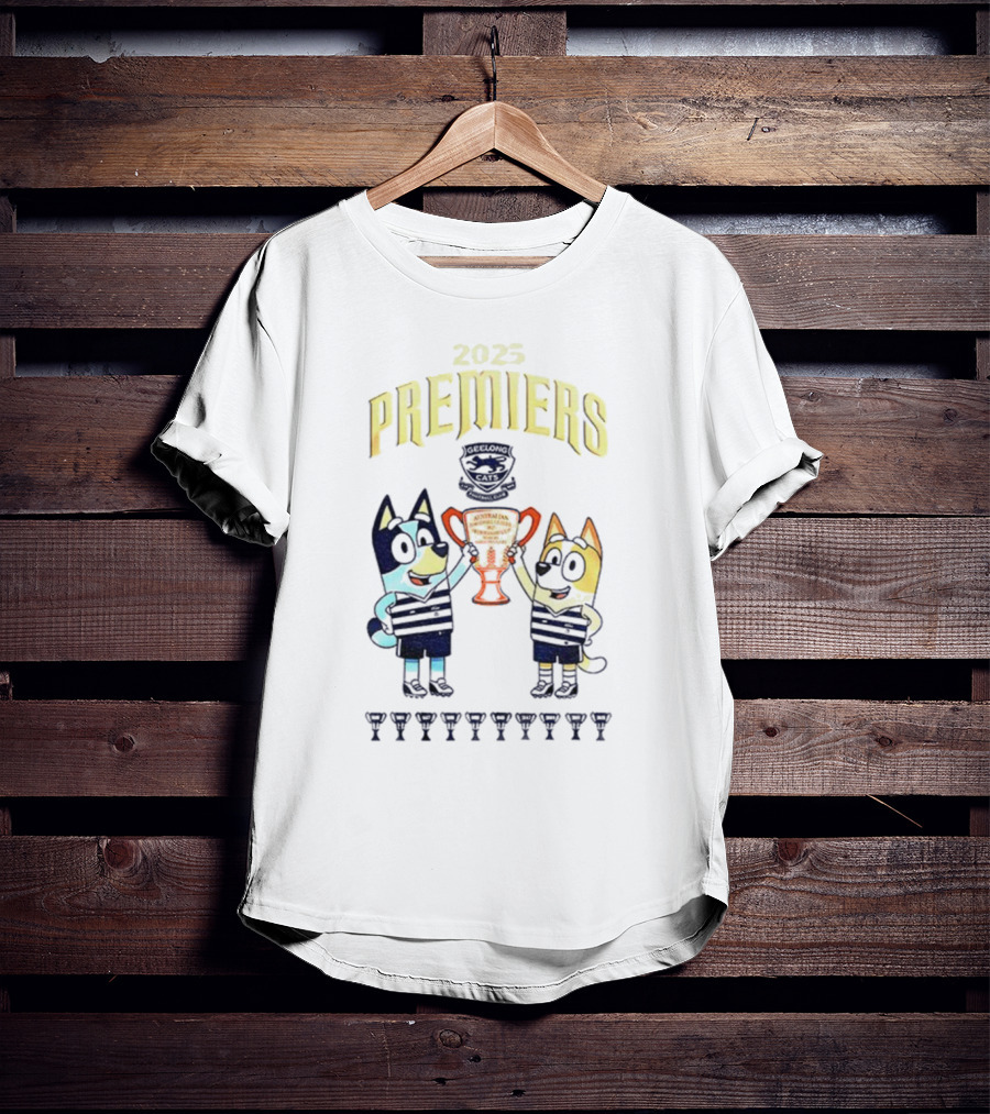 2025 Premiers Bluey And Bingo Geelong Cats Football AFL T-Shirt