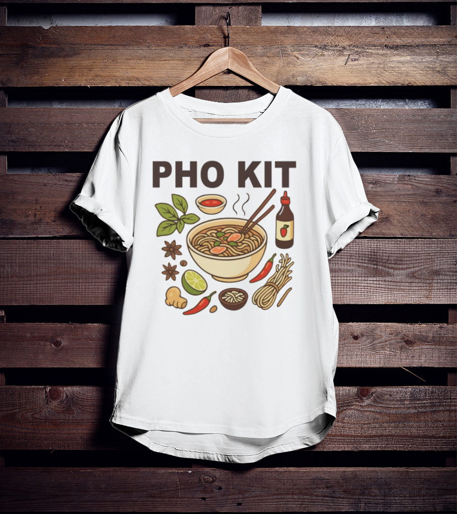Pho Kit Noodle Bowl With Ingredients And Chopsticks T-Shirt