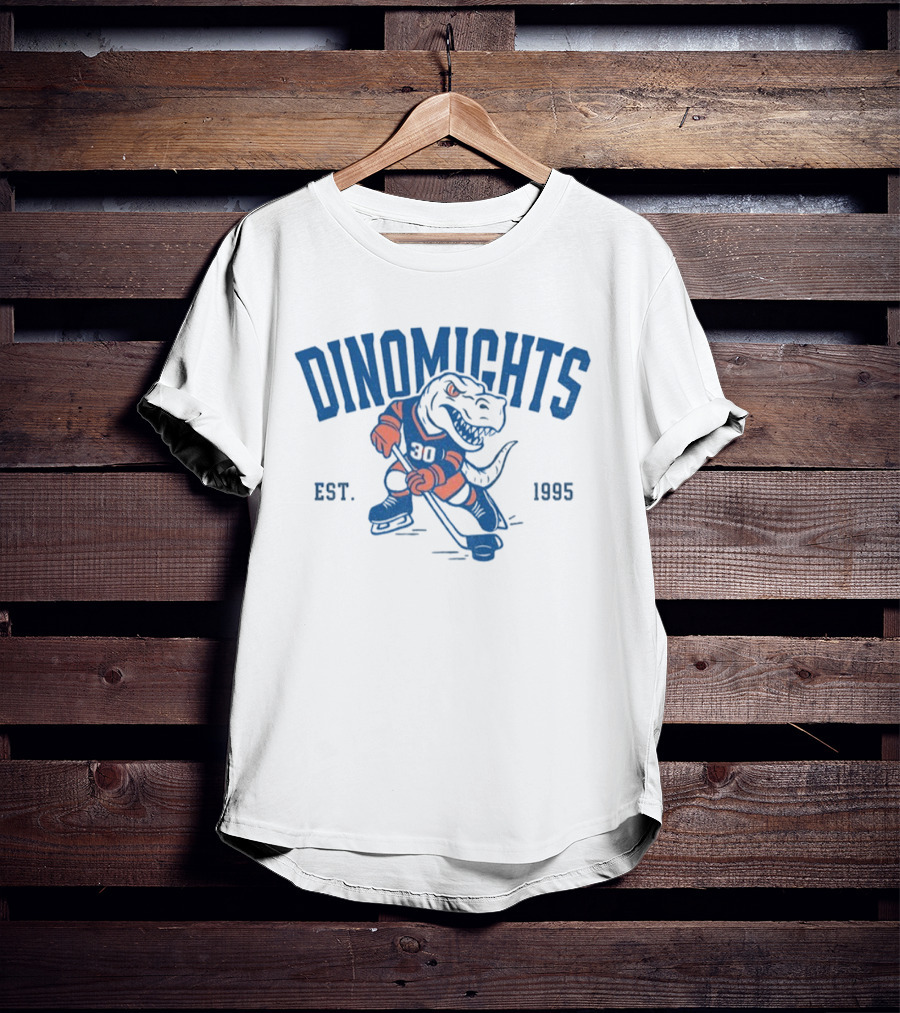 DinoMights Hockey Est 1995 Dinosaur Team Mascot T-Shirt