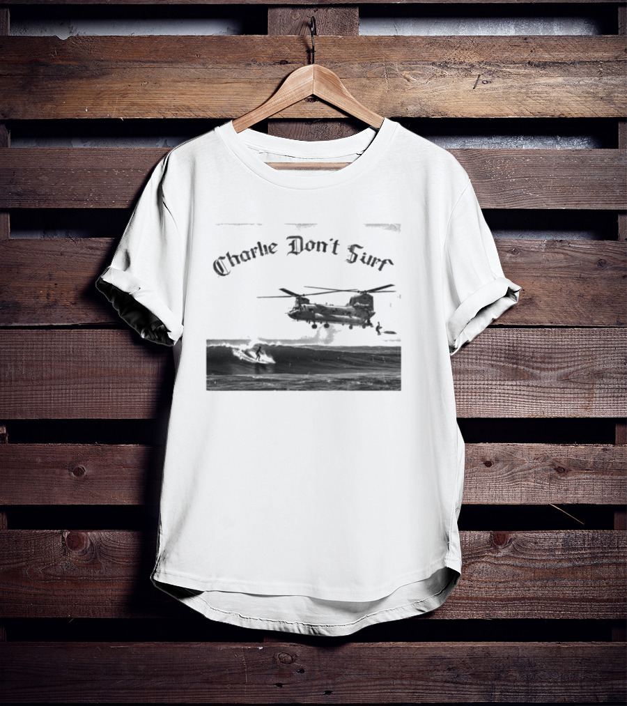 Charlie Don’t Surf Military Helicopter Waves T-Shirt