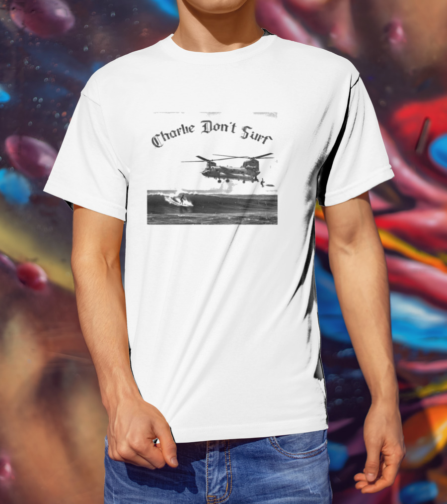 Charlie Don’t Surf Military Helicopter Waves T-Shirt