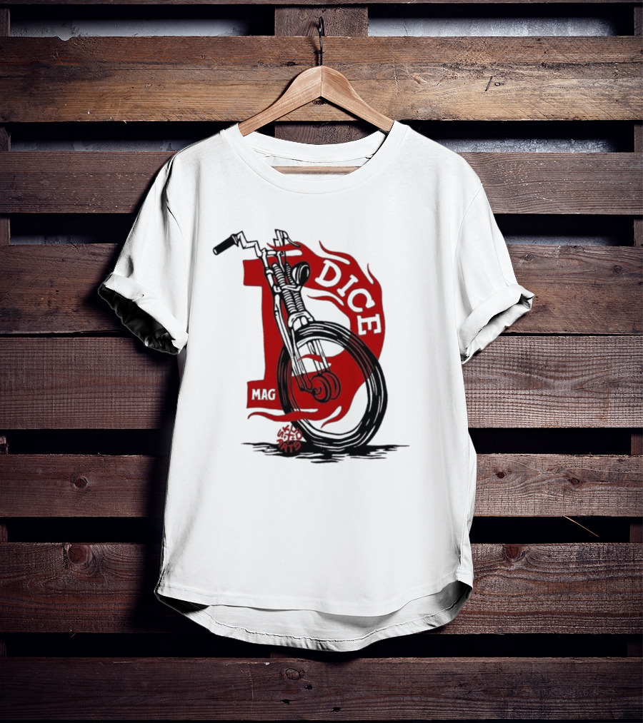 Dice Magazine Skud Arts Motorcycle Flame T-Shirt