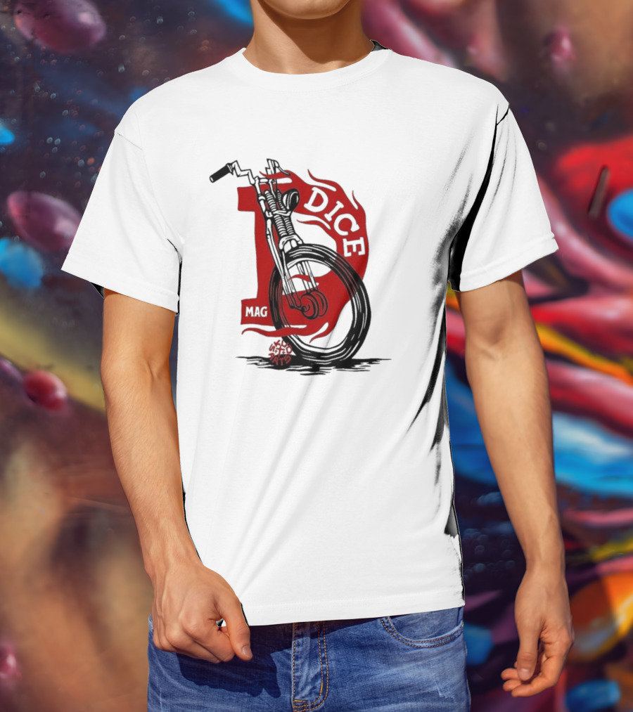 Dice Magazine Skud Arts Motorcycle Flame T-Shirt