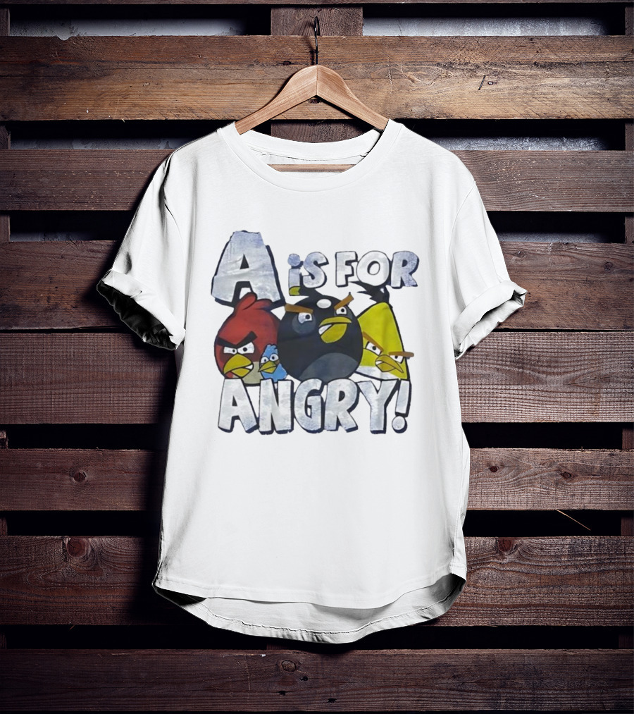 A Is For Angry Birds Characters Text Design T-Shirt