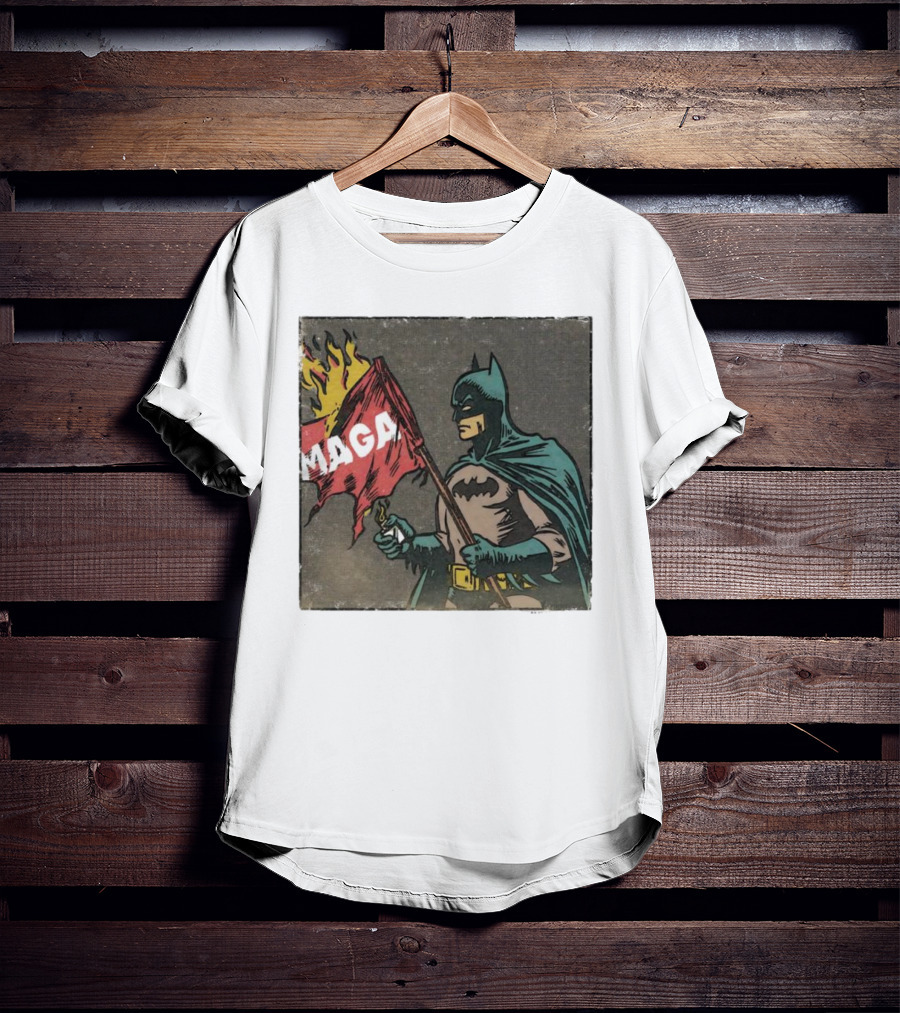 "Cult Of The Batman Holding Burning MAGA Flag" T-Shirt