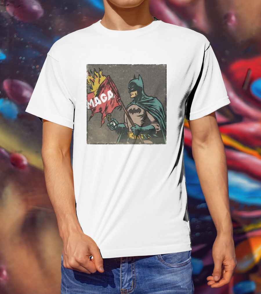 "Cult Of The Batman Holding Burning MAGA Flag" T-Shirt