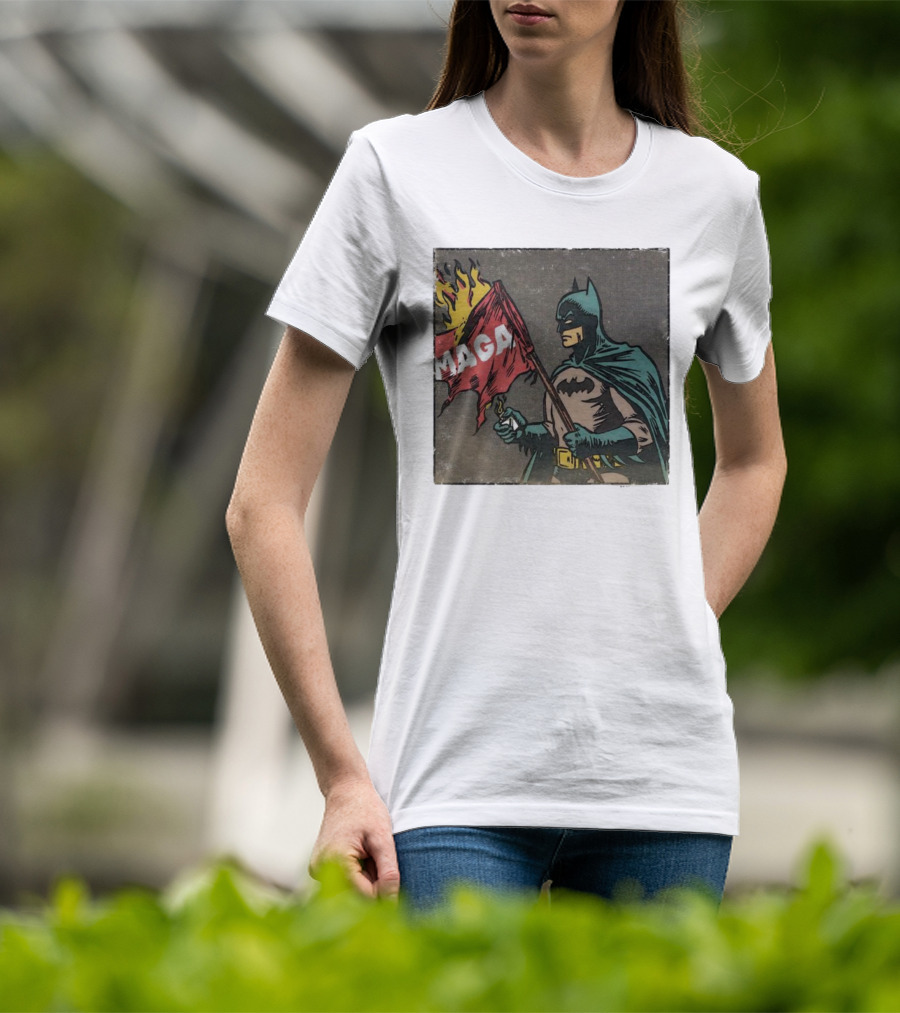 "Cult Of The Batman Holding Burning MAGA Flag" T-Shirt