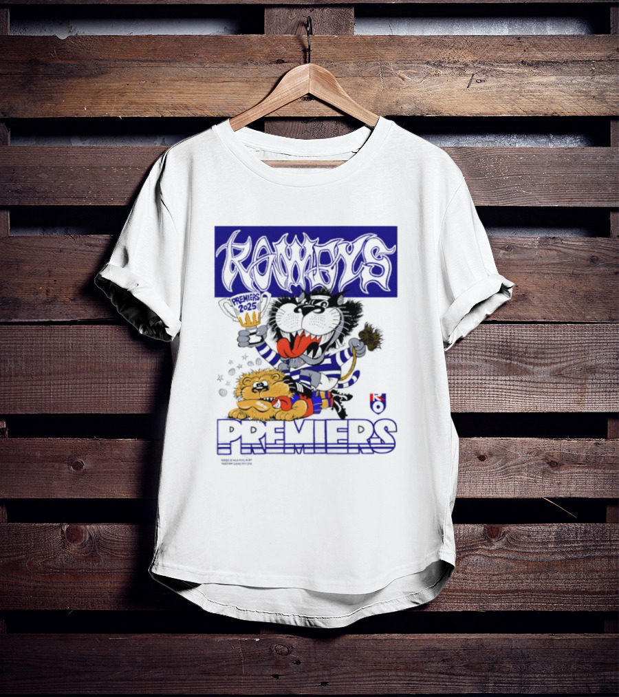 Geelong Cats Rowdys AFL Grand Finals 2025 Premiers Champions Cartoon Style T-Shirt