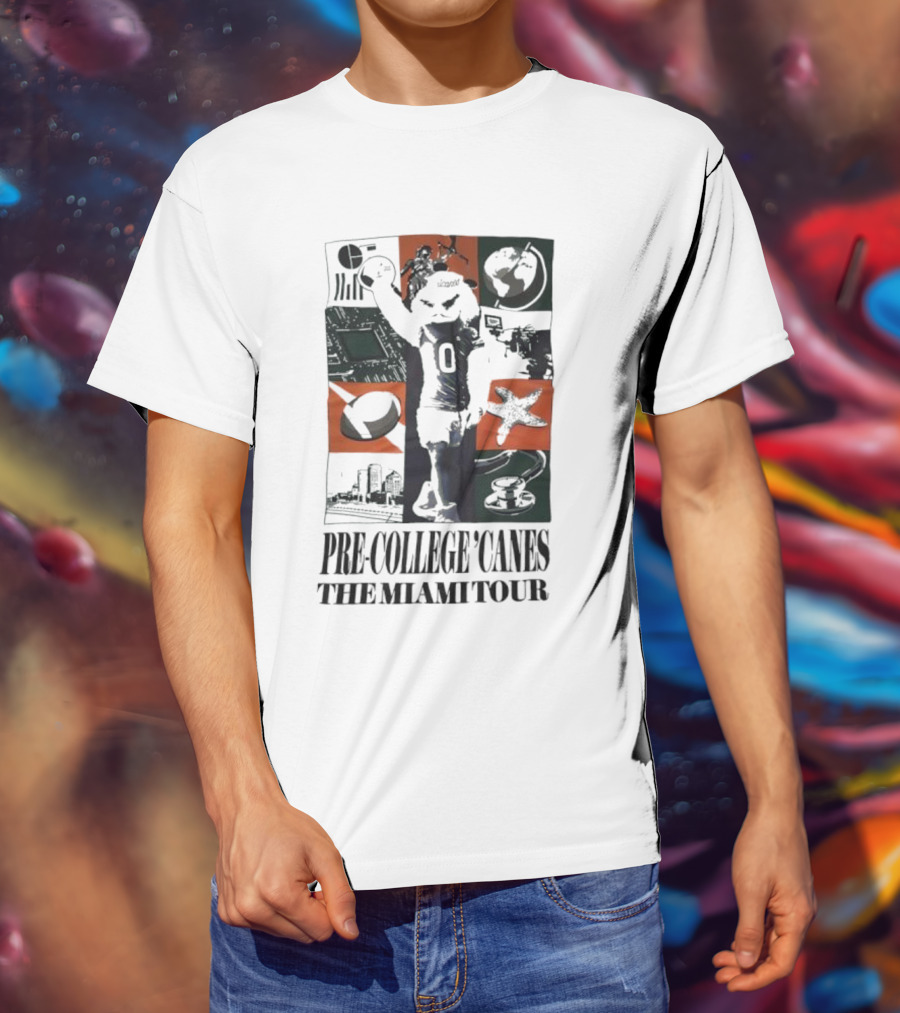 Pre-College 'Canes The Miami Tour Hurricanes Football Astronaut Cityscape Starfish Basketball T-Shirt