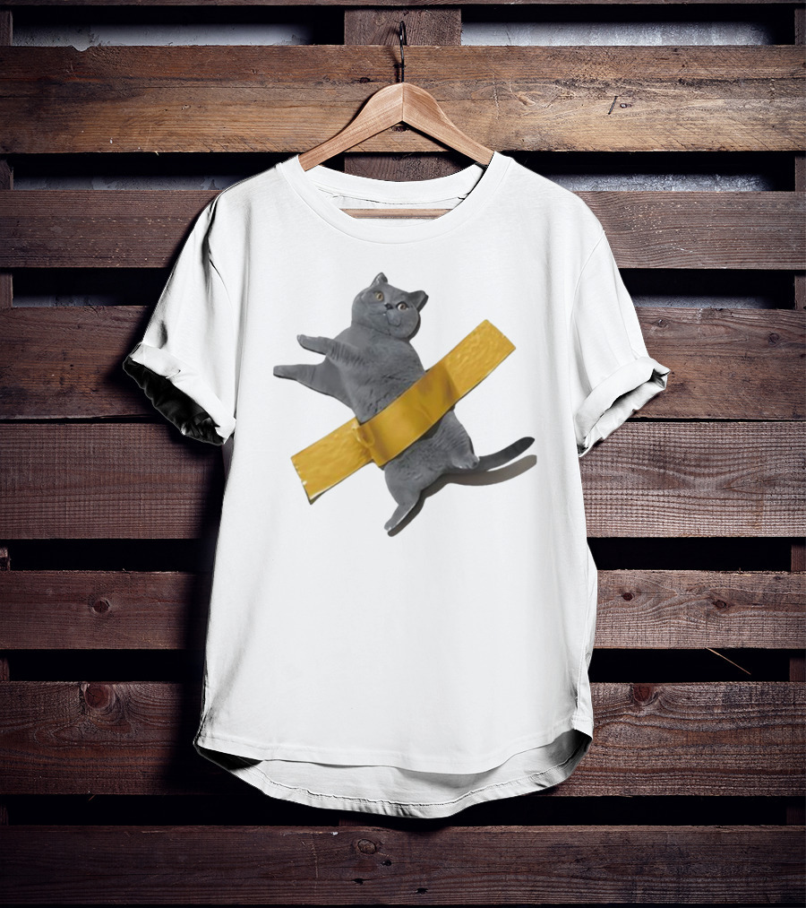Tape Cat Joke Humor Duct Tape Gag T-Shirt