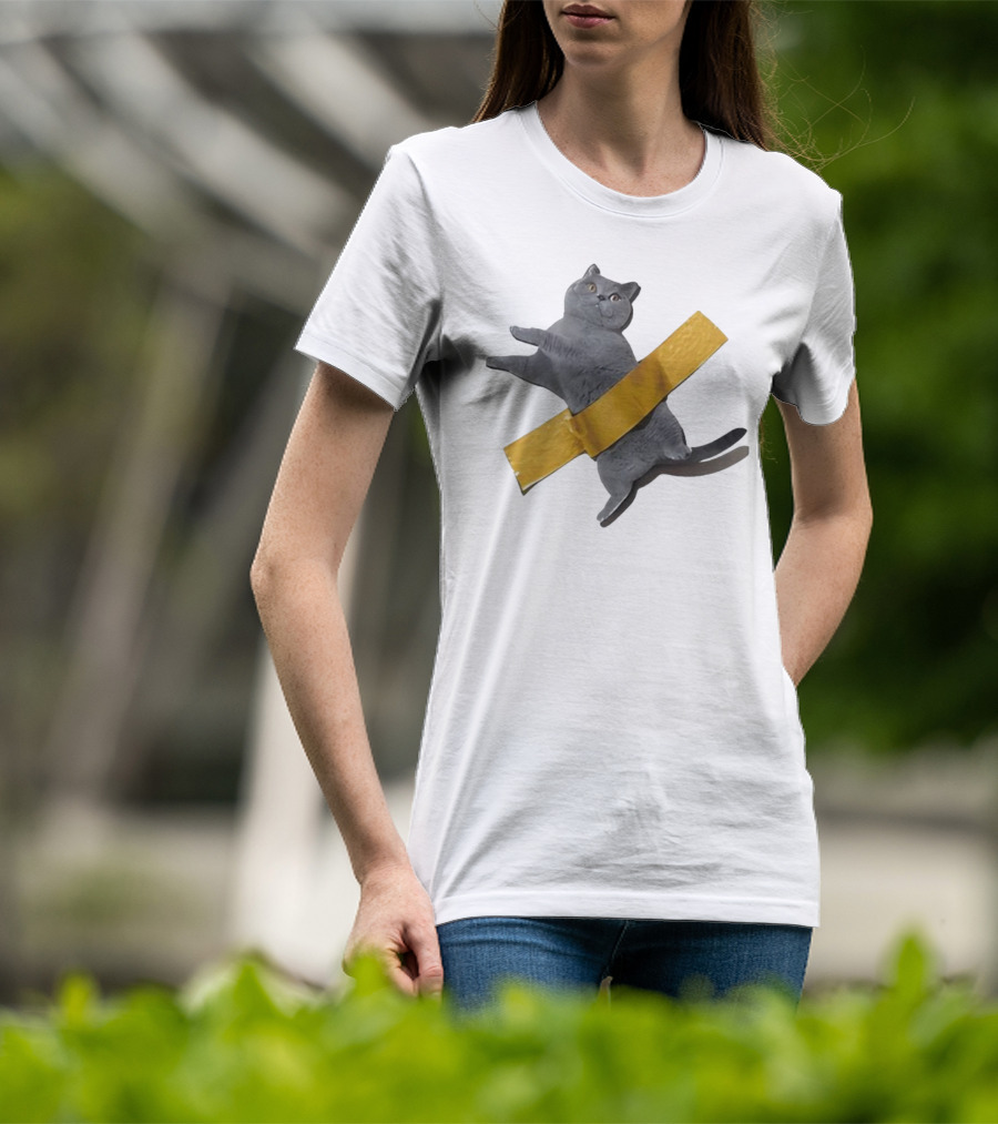Tape Cat Joke Humor Duct Tape Gag T-Shirt