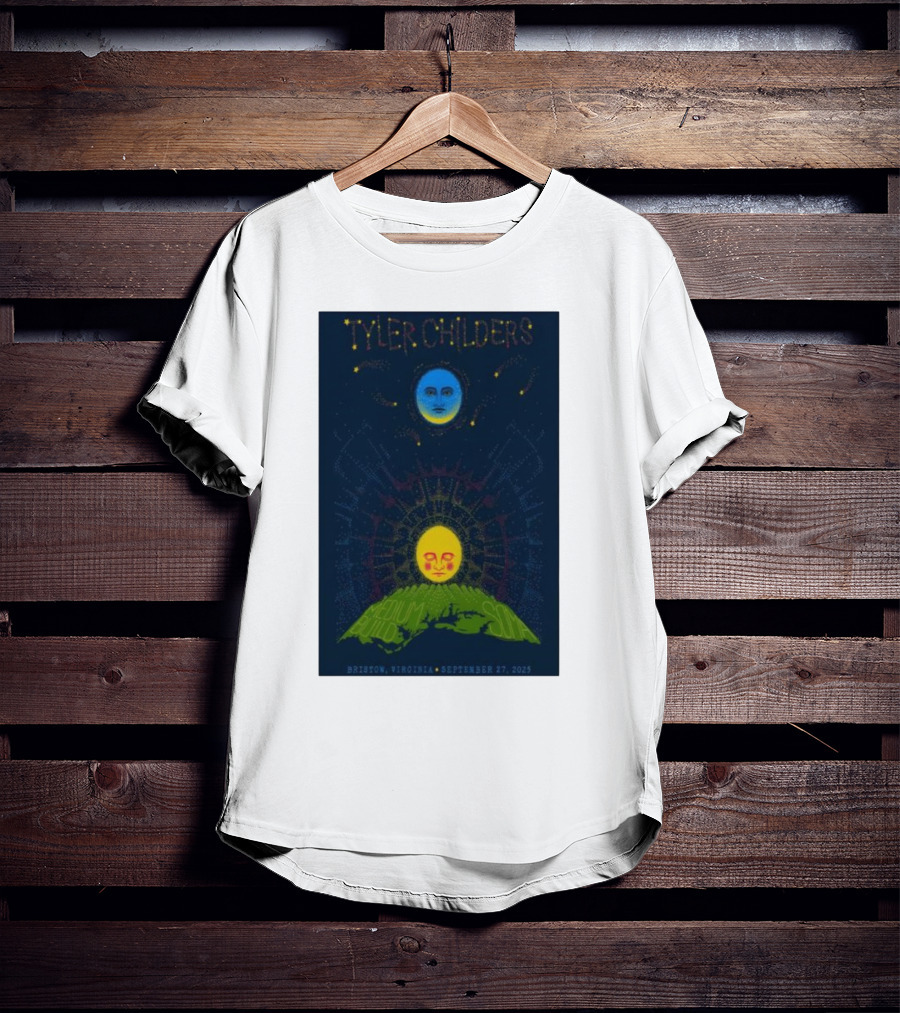 Tyler Childers Bristow Virginia September 27 2025 Medium Build Sola Blue Moon Yellow Sun T-Shirt
