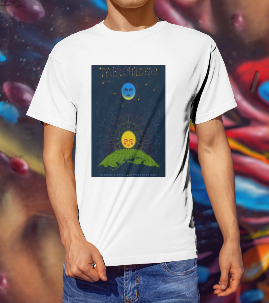 Tyler Childers Bristow Virginia September 27 2025 Medium Build Sola Blue Moon Yellow Sun T-Shirt