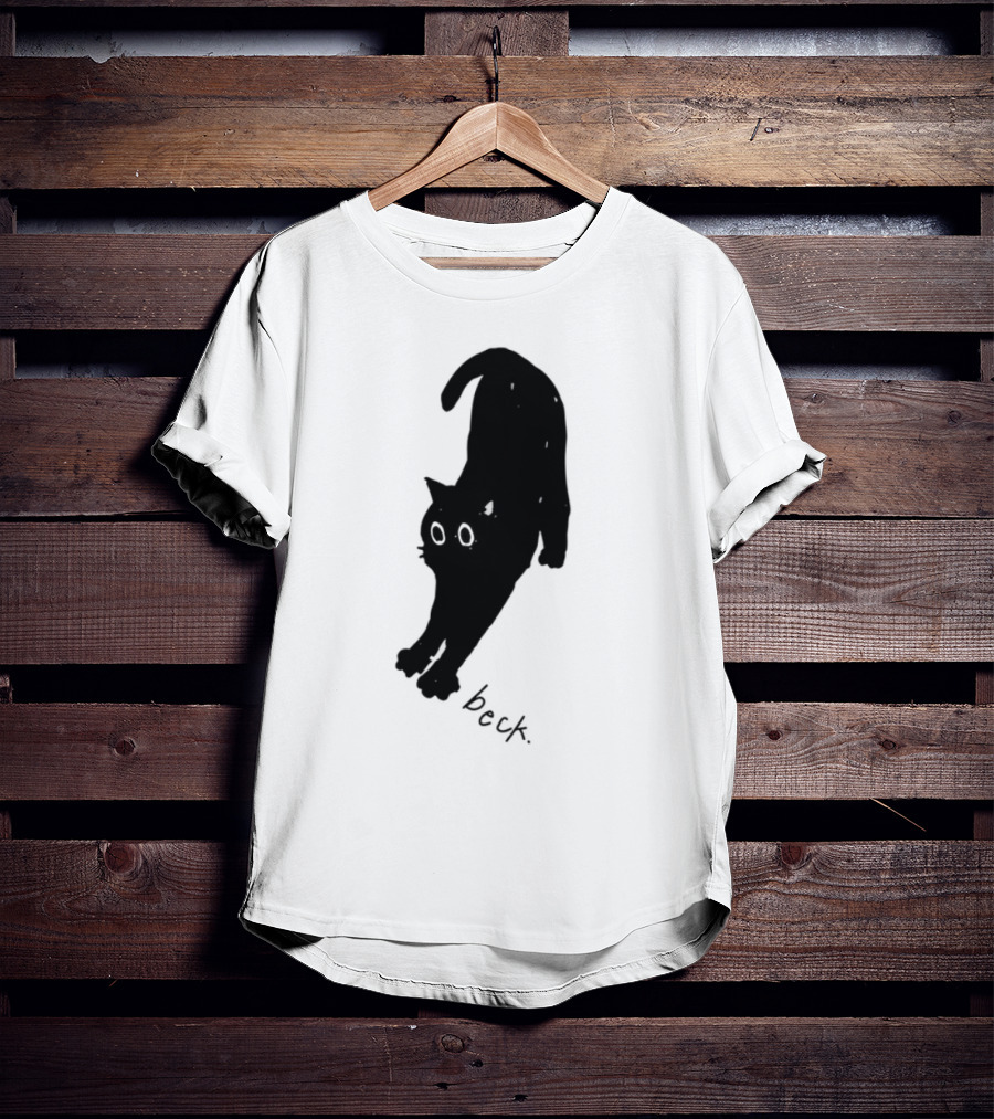 Beck Stretching Cat Silhouette Black Outline T-Shirt