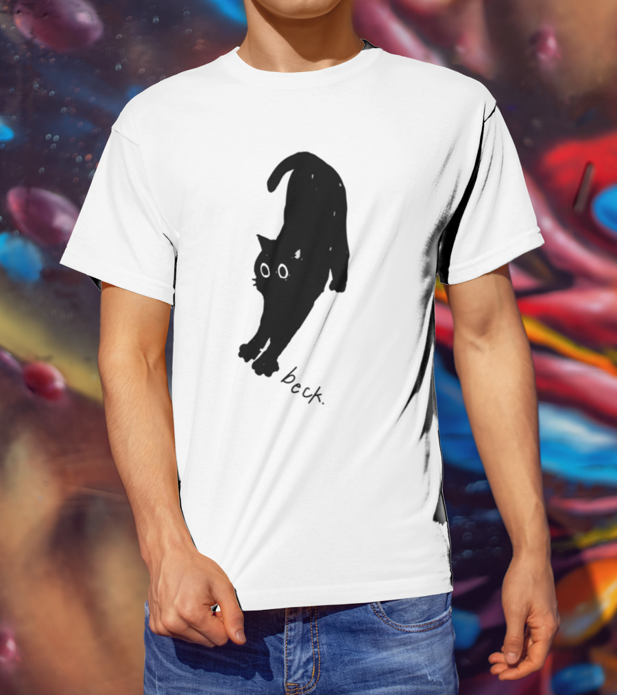 Beck Stretching Cat Silhouette Black Outline T-Shirt