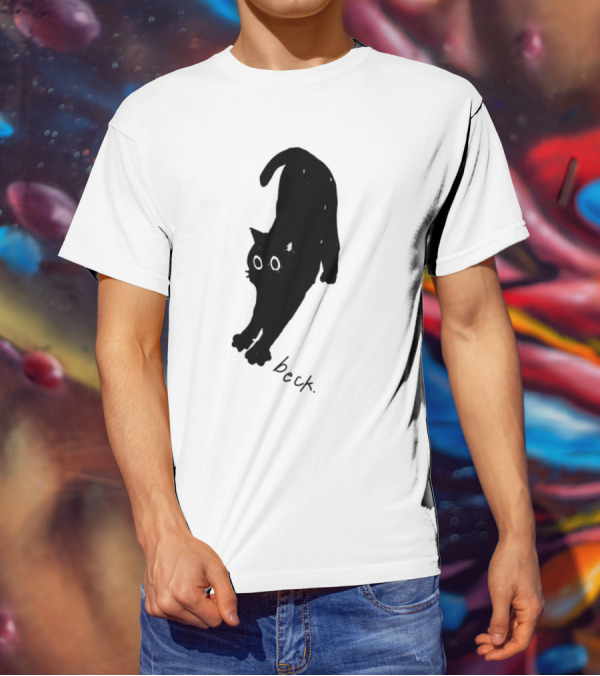 Beck Stretching Cat Silhouette Black Outline T-Shirt