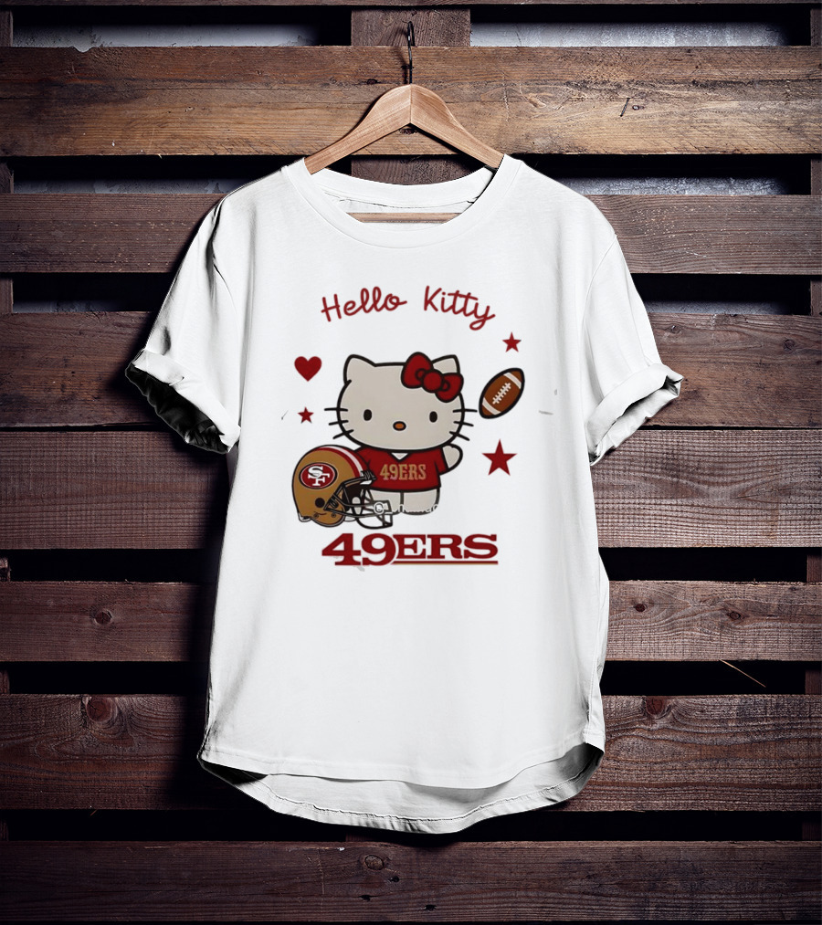 Hello Kitty 49ers Collaboration San Francisco Football Helmet T-Shirt