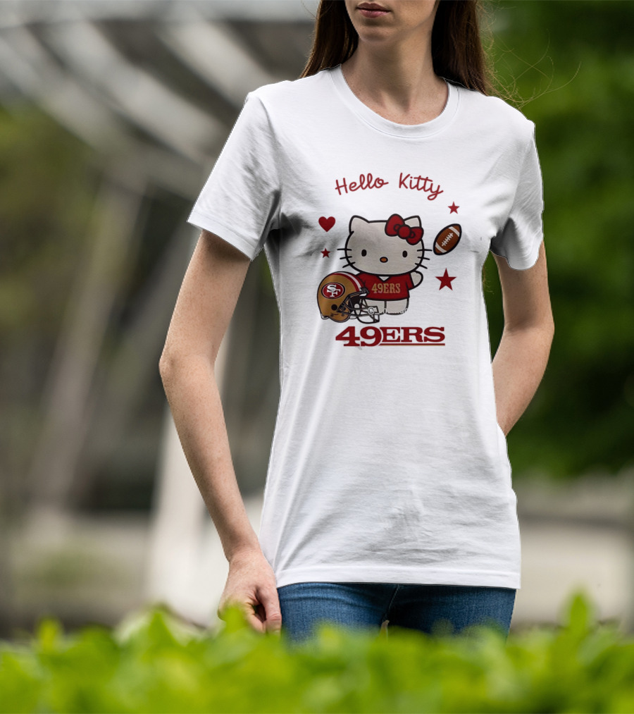 Hello Kitty 49ers Collaboration San Francisco Football Helmet T-Shirt