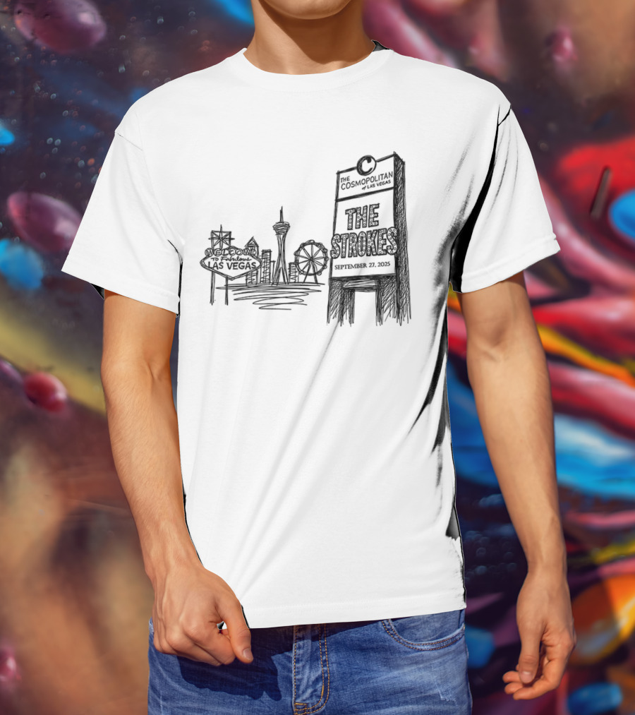 Las Vegas Landmarks Neon Sign Skyline 2025 T-Shirt