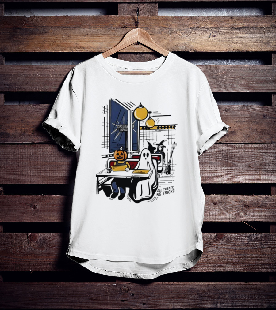 Waffle House Halloween All Treats No Tricks Jack-O-Lantern Characters T-Shirt