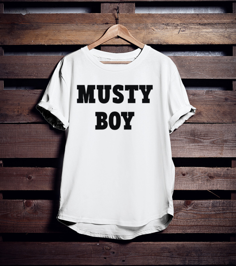 Musty Boy Fun Doodle Typography Hand-Drawn Sketch Style T-Shirt