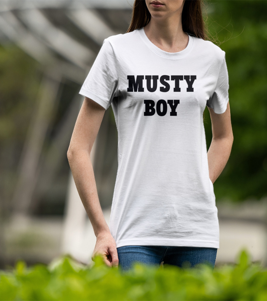 Musty Boy Fun Doodle Typography Hand-Drawn Sketch Style T-Shirt