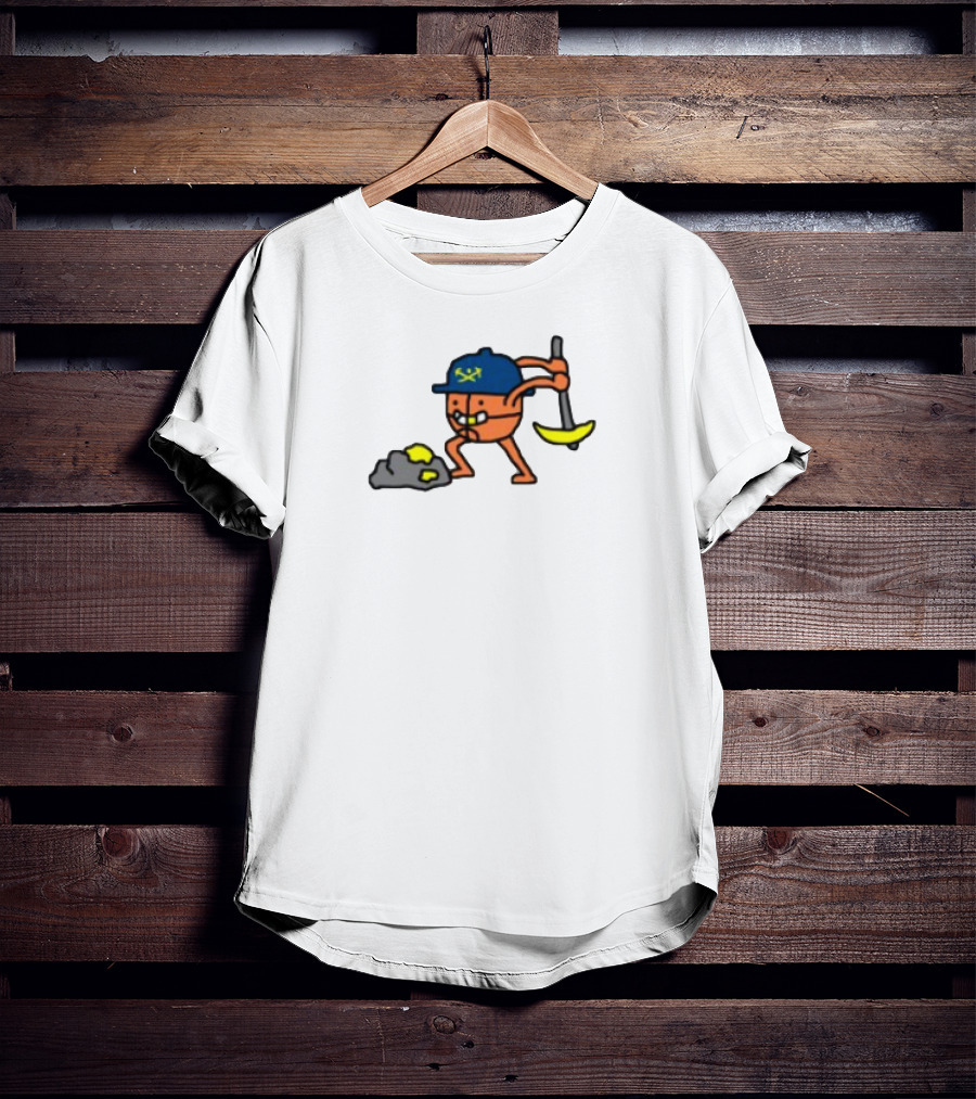 Miner Character With Pickaxe Discovering Gold Nuggets T-Shirt