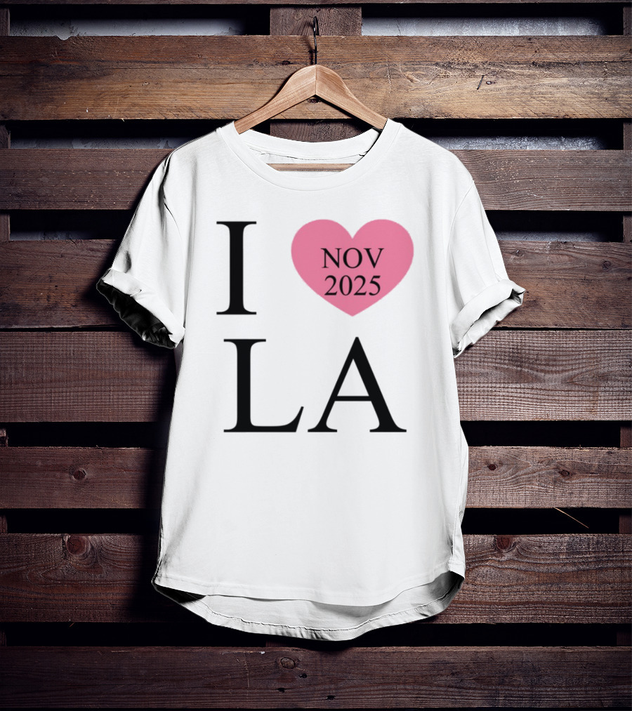 I Love LA Nov 2025 Heart Pink T-Shirt