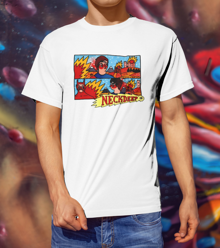 Neckdeepuk Lnotgy 10 Year Album Art Comic Style T-Shirt
