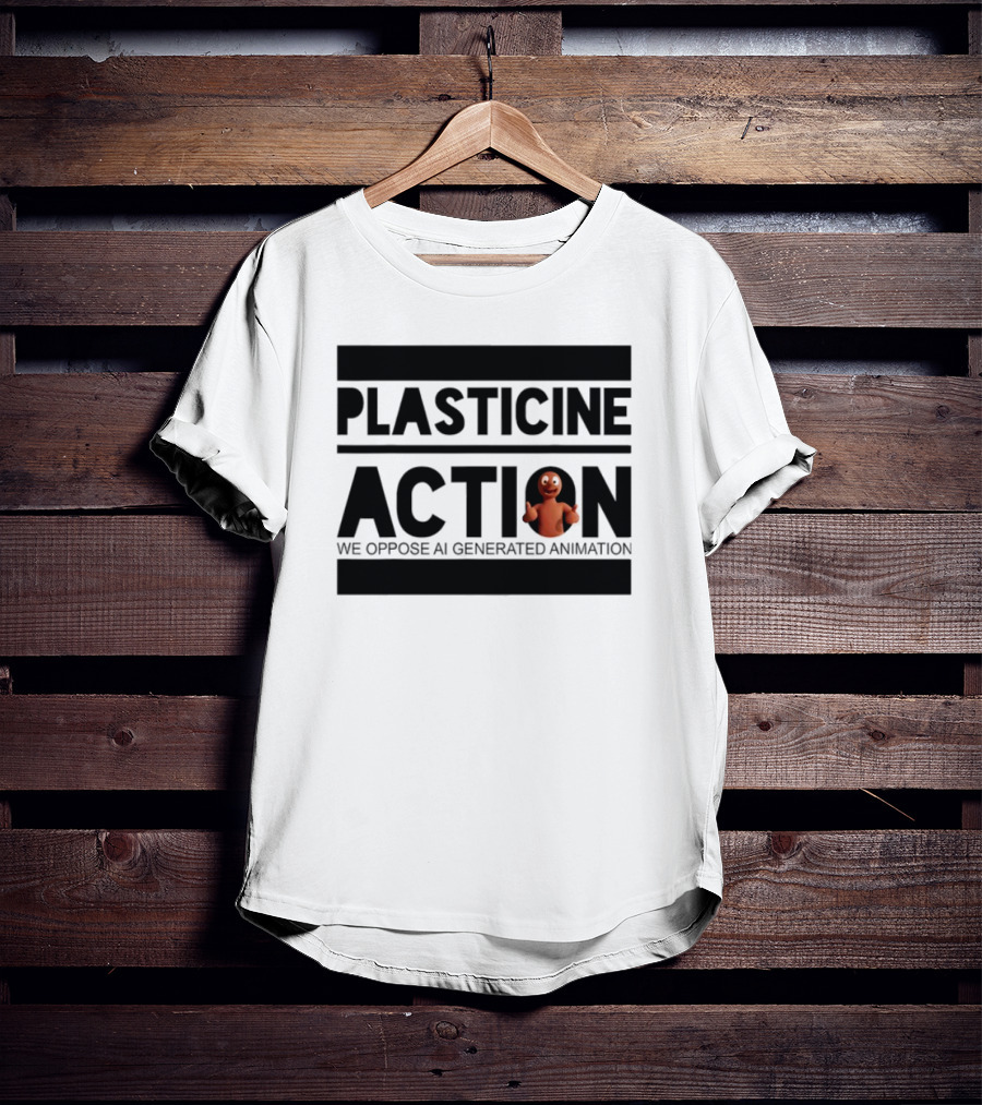 Plasticine Action We Oppose AI Generated Animation Claymation Thumbs Up T-Shirt