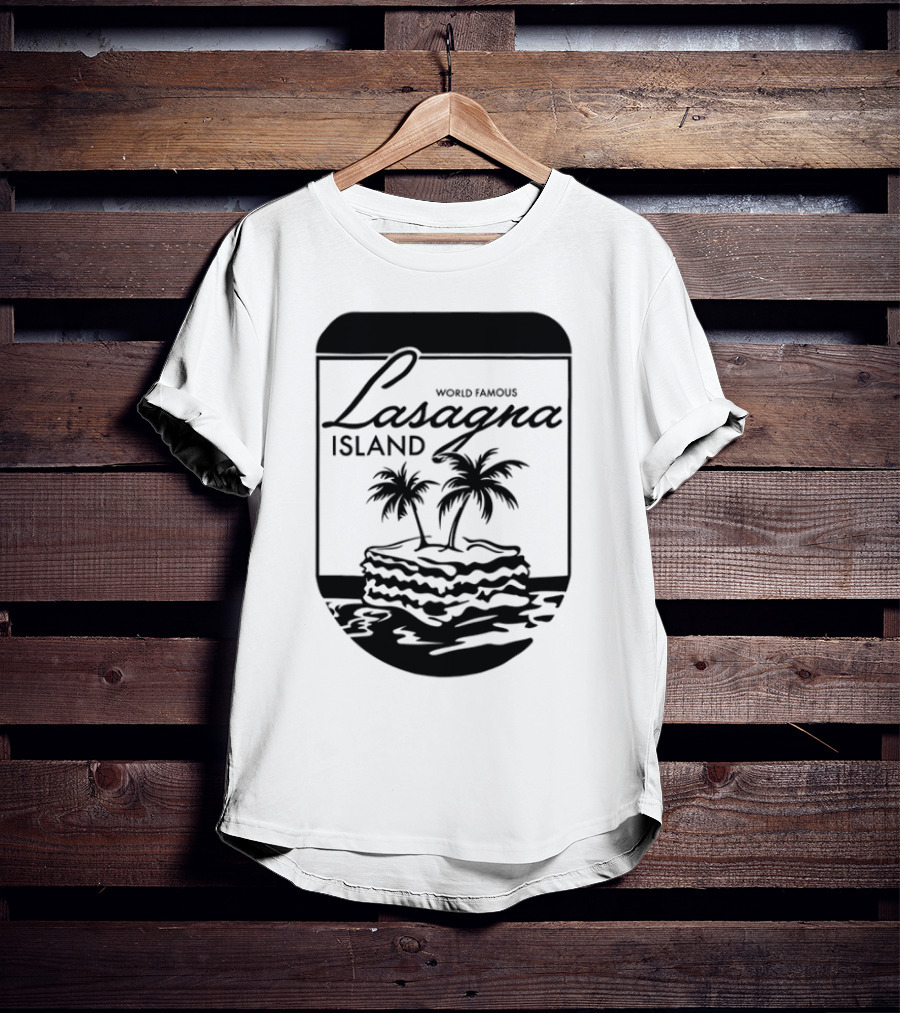 World Famous Lasagna Island Cat Cartoon Comic Humor Retro Style T-Shirt