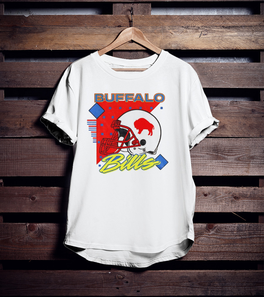 Buffalo Bills 90s Style Football Helmet Retro NFL Game Day T-Shirt