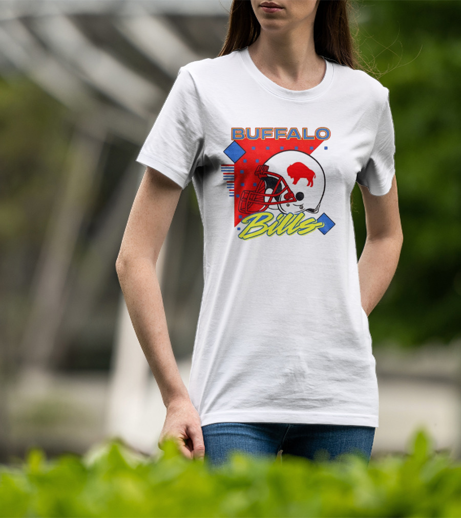 Buffalo Bills 90s Style Football Helmet Retro NFL Game Day T-Shirt