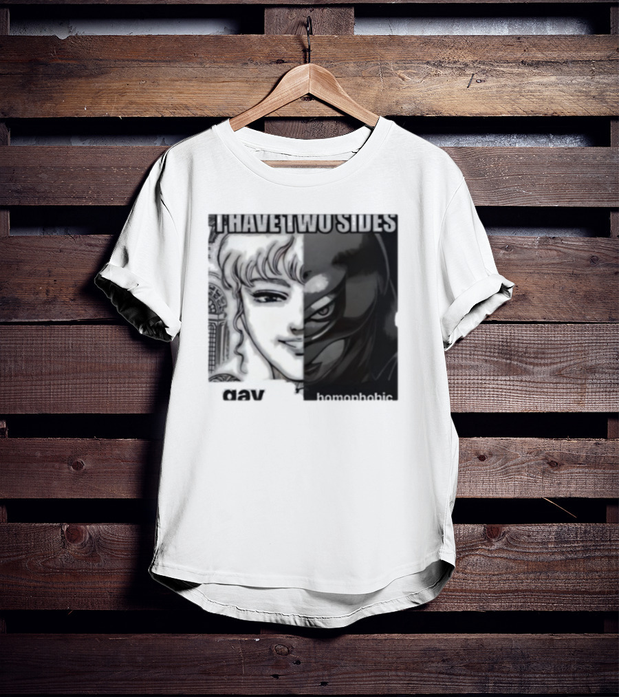 I Have Two Sides Gay Homophobic Manga Art Style Contrasting Faces T-Shirt