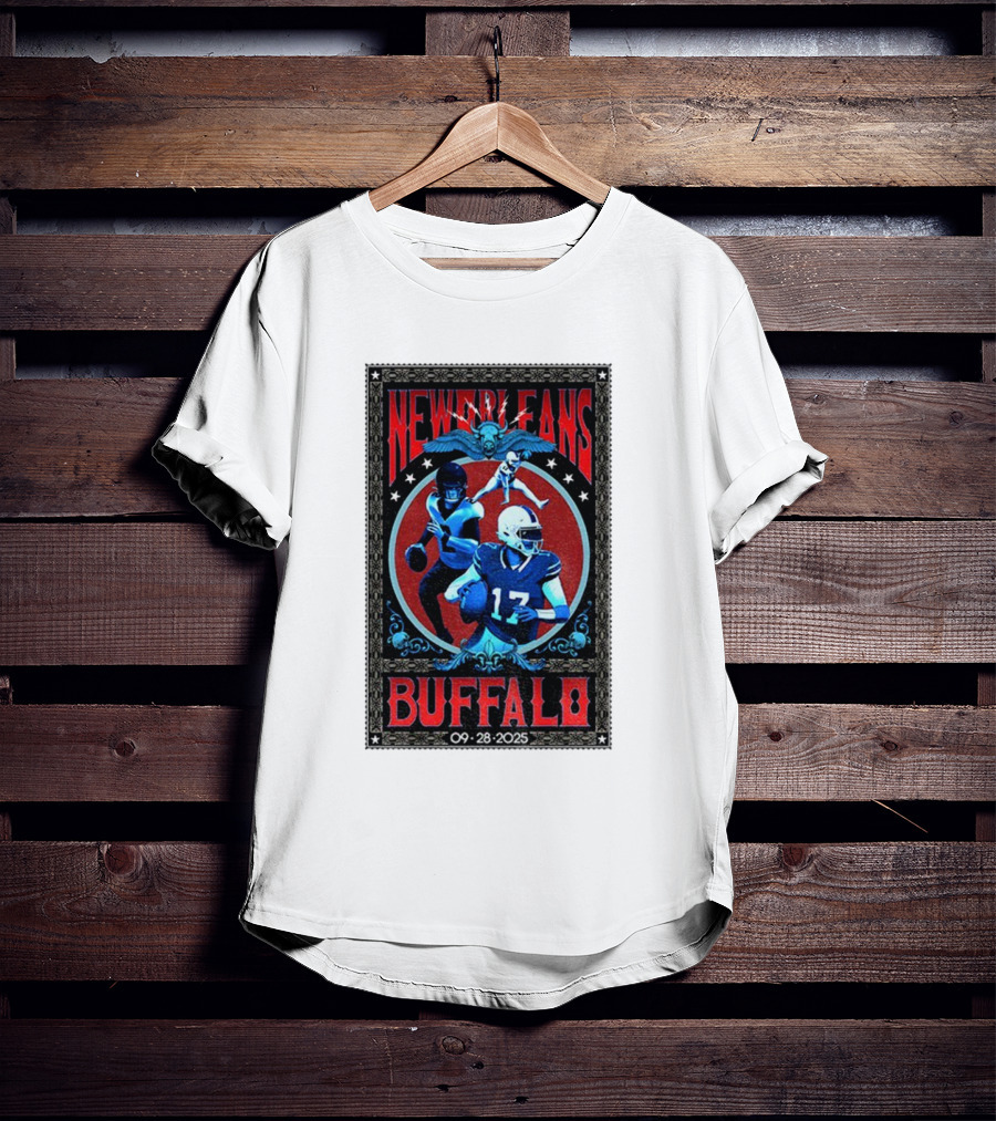 New Orleans Vs Buffalo September 28 2025 NFL Football Josh Allen Tyler Bass T-Shirt