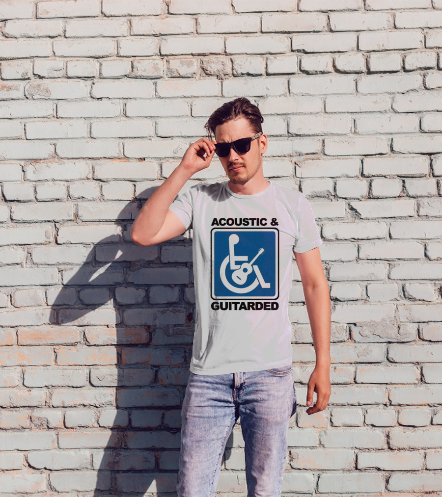 Acoustic And Guitarded Wheelchair Symbol Guitar Icon T-Shirt