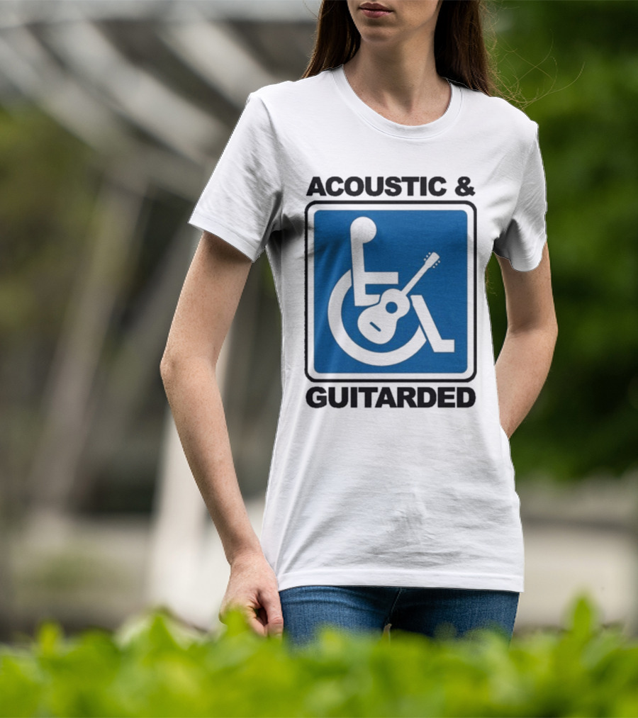 Acoustic And Guitarded Wheelchair Symbol Guitar Icon T-Shirt