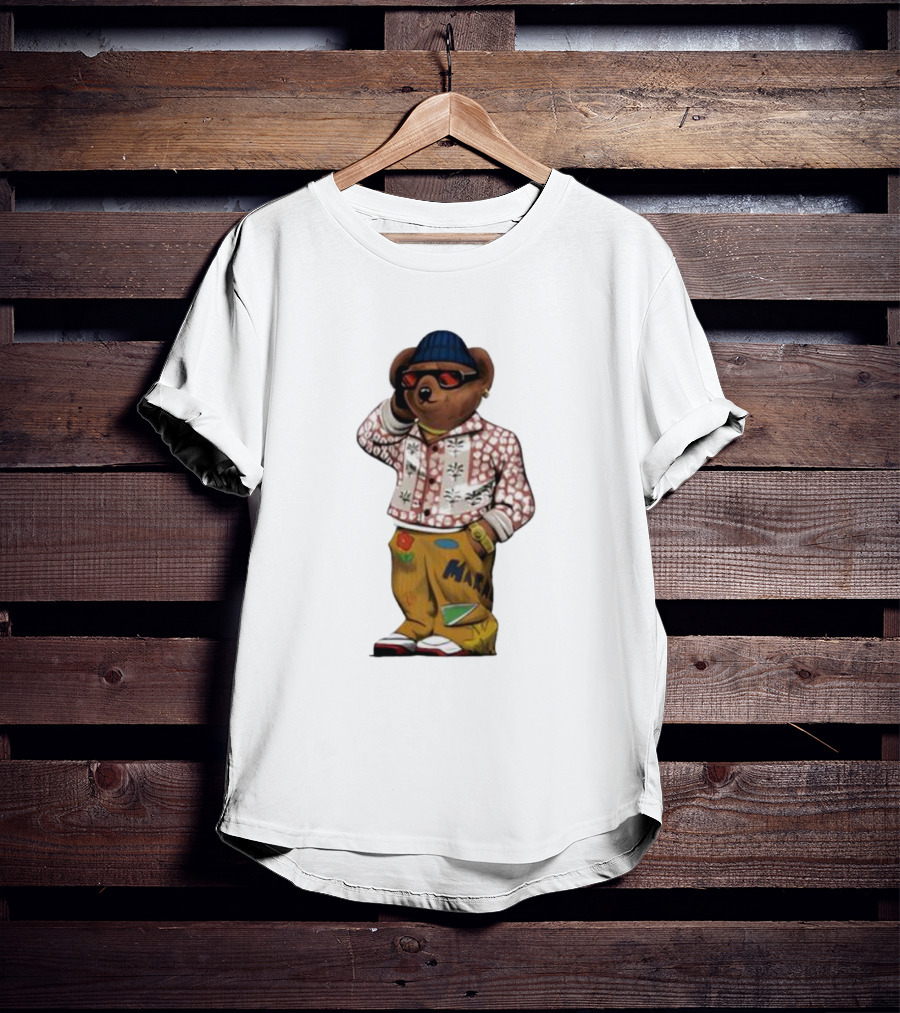 Folk Fitted Bear Floral Pattern Jacket Cool Style T-Shirt