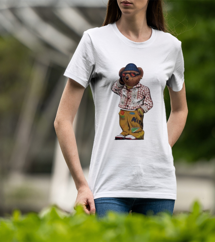 Folk Fitted Bear Floral Pattern Jacket Cool Style T-Shirt