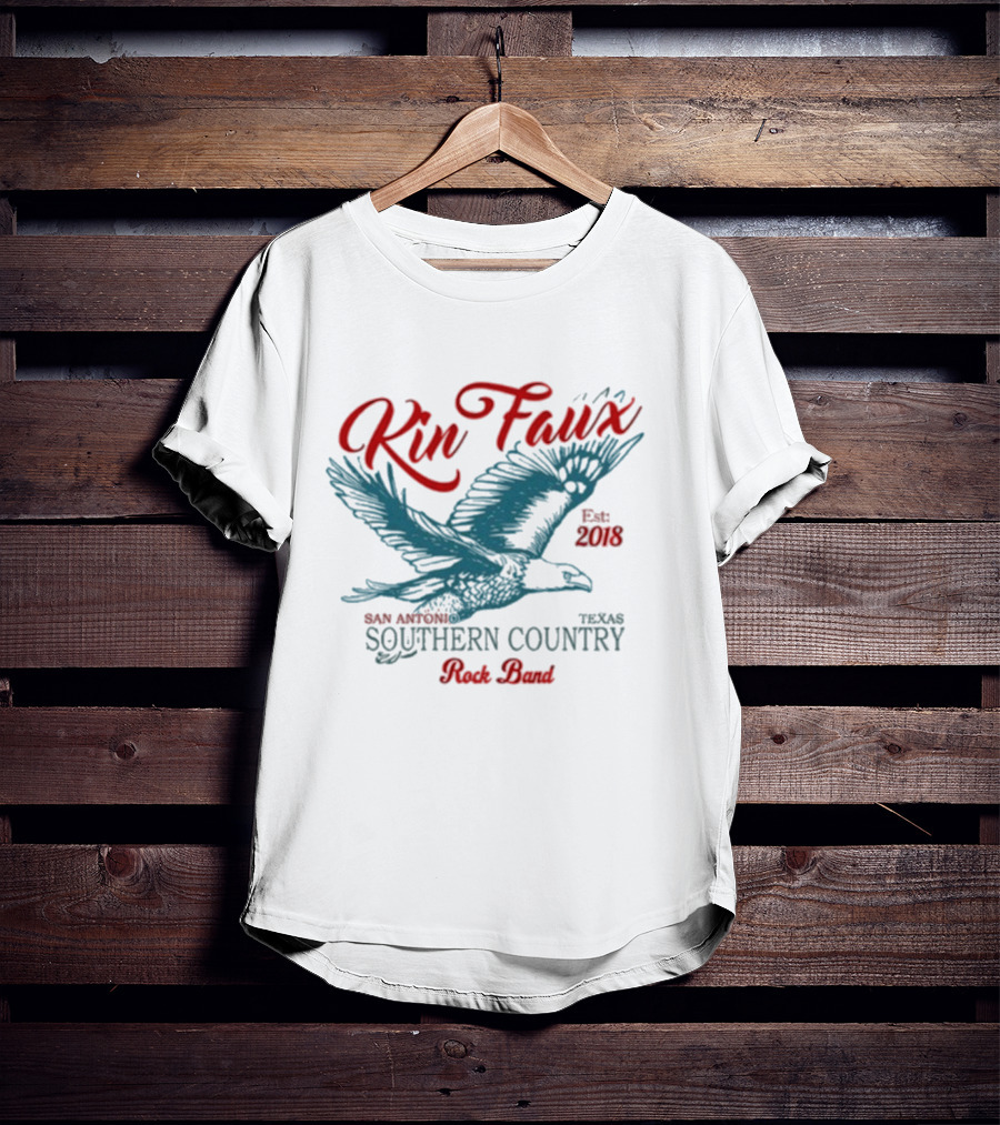 Kin Faux Southern Country Rock Band San Antonio Texas Eagle Est 2018 T-Shirt