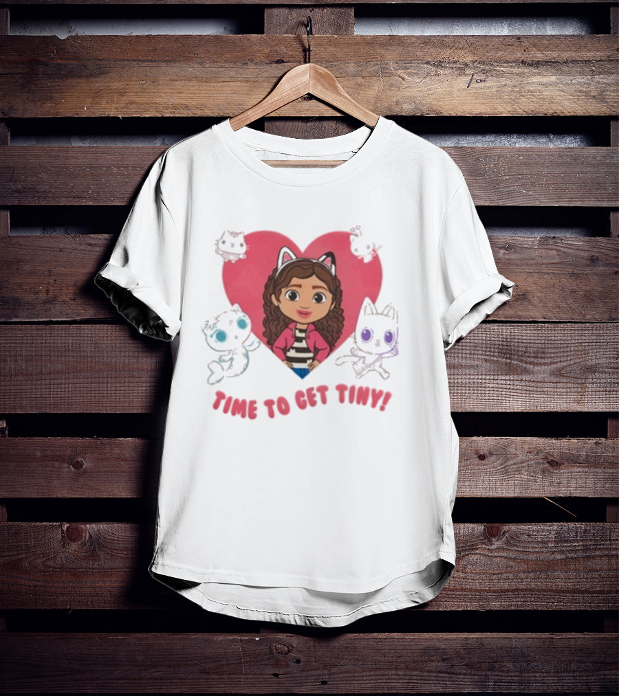Time To Get Tiny Gabby’s Dollhouse Heart And Cats Characters T-Shirt